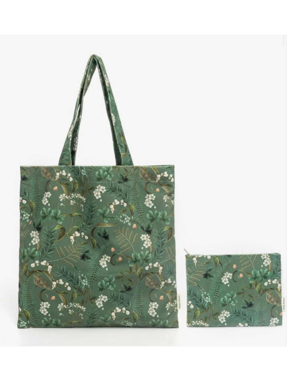 NEW Floral 2 Pk Soft Velvet Tote Bag & Makeup Pouch Reusable Grocery Bag